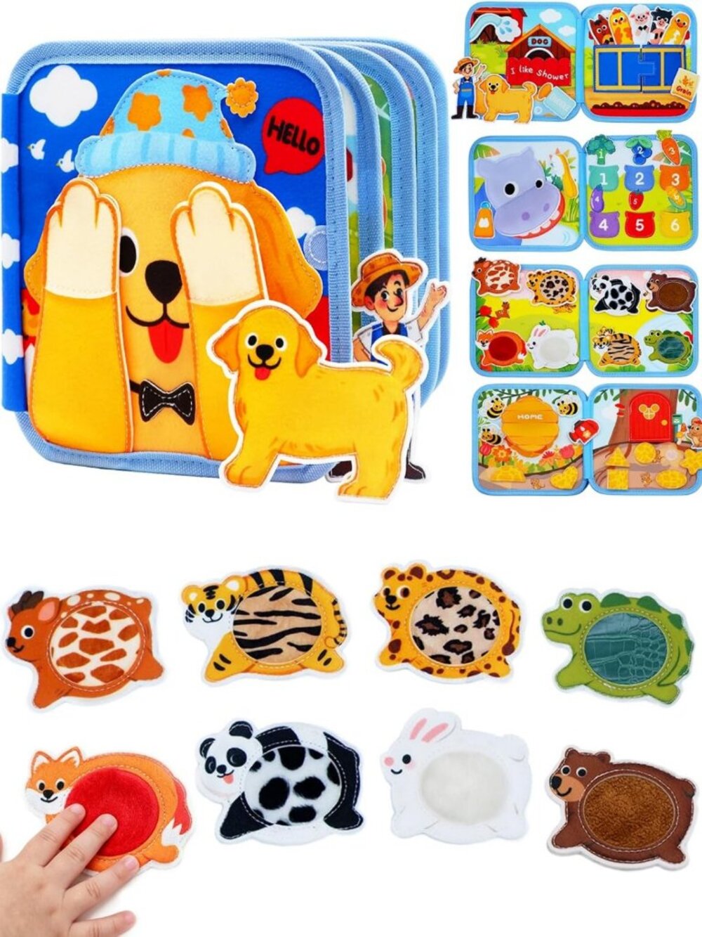 Montessori Busy Book for Toddlers 1-3 | Felt Busy Board | Dog Theme Activities